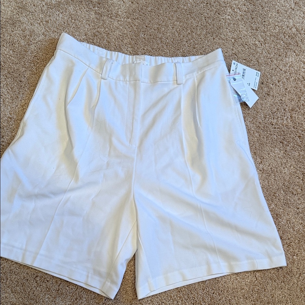Leith Cream High-Rise Tailored Bermuda Shorts